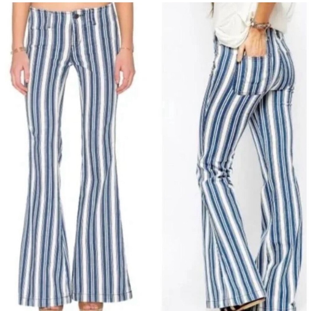 New with Tags Free People Jolene striped flare jeans size 26, 33 inseam